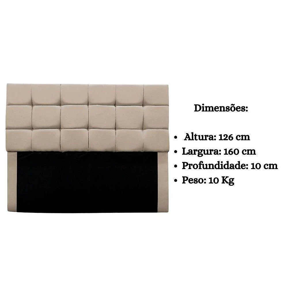 Cabeceira Estofada Cama Box Casal 160 Cm Ananda Suede Bege