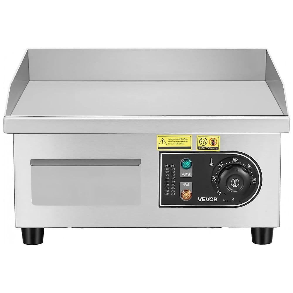 Chapa Elétrica Comercial VEVOR 36cm Antiaderente Teppanyaki 6 Temperaturas 50°C-300°C 110V