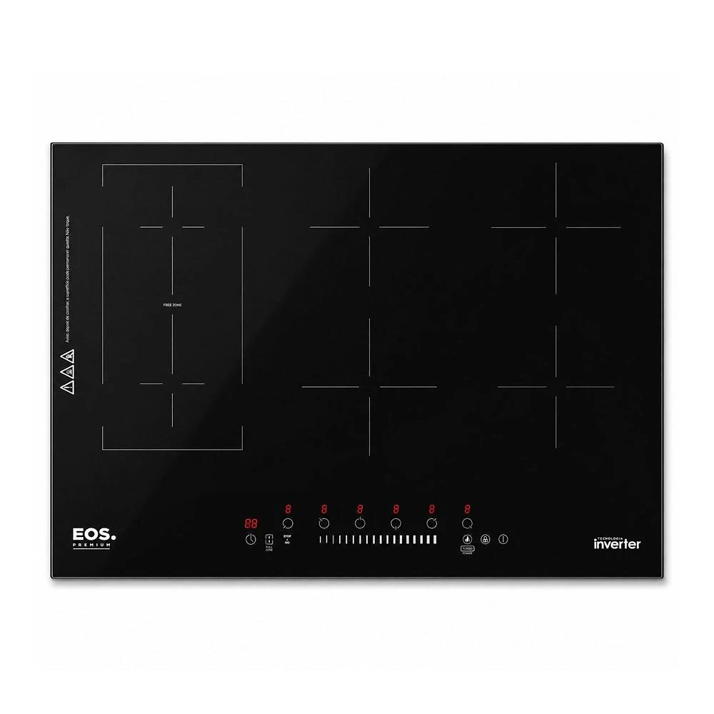 Cooktop de Indução 6 Bocas EOS 90cm Inverter Freezone Preto 10500W ECIP062EPIF 220V