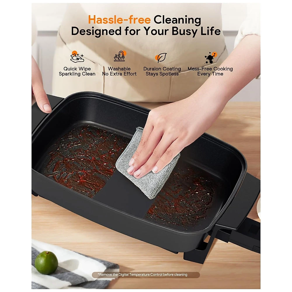 Panela Elétrica Skillet 7L Nuwave Medley XL Preta Digital Antiaderente Cerâmica PFAS Free com Tampa de Vidro 110V