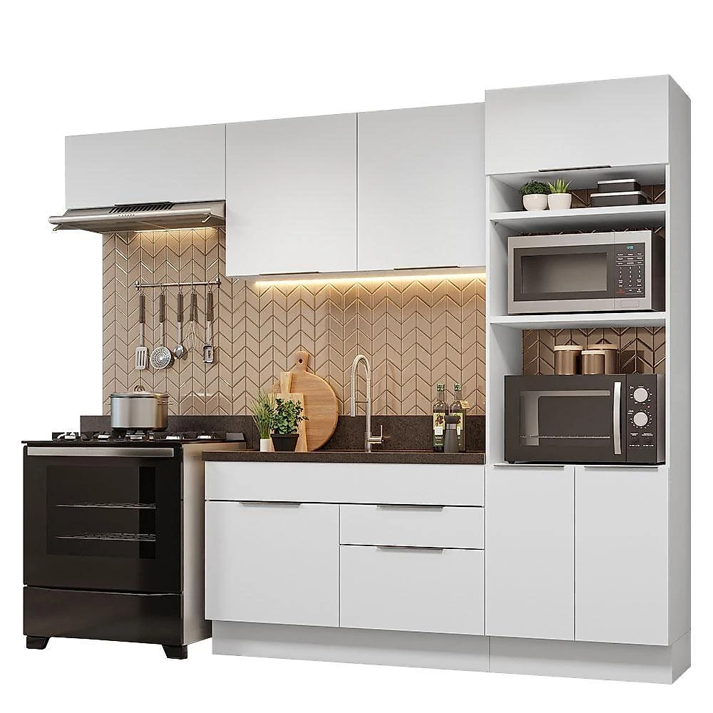 Armário De Cozinha Completa 270cm Branco Stella Madesa 10 Branco
