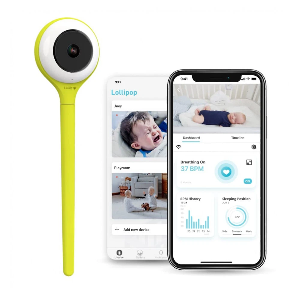 Baba Eletrônica com Detecção de Choro e Monitoramento de Respiração, Lollipop, Verde