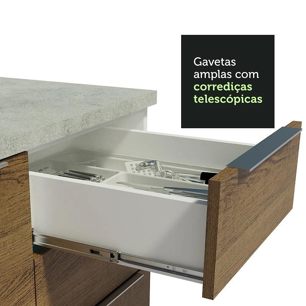 Armário De Cozinha Completa 330cm Branco/rustic Stella Madesa 03 Branco/rustic