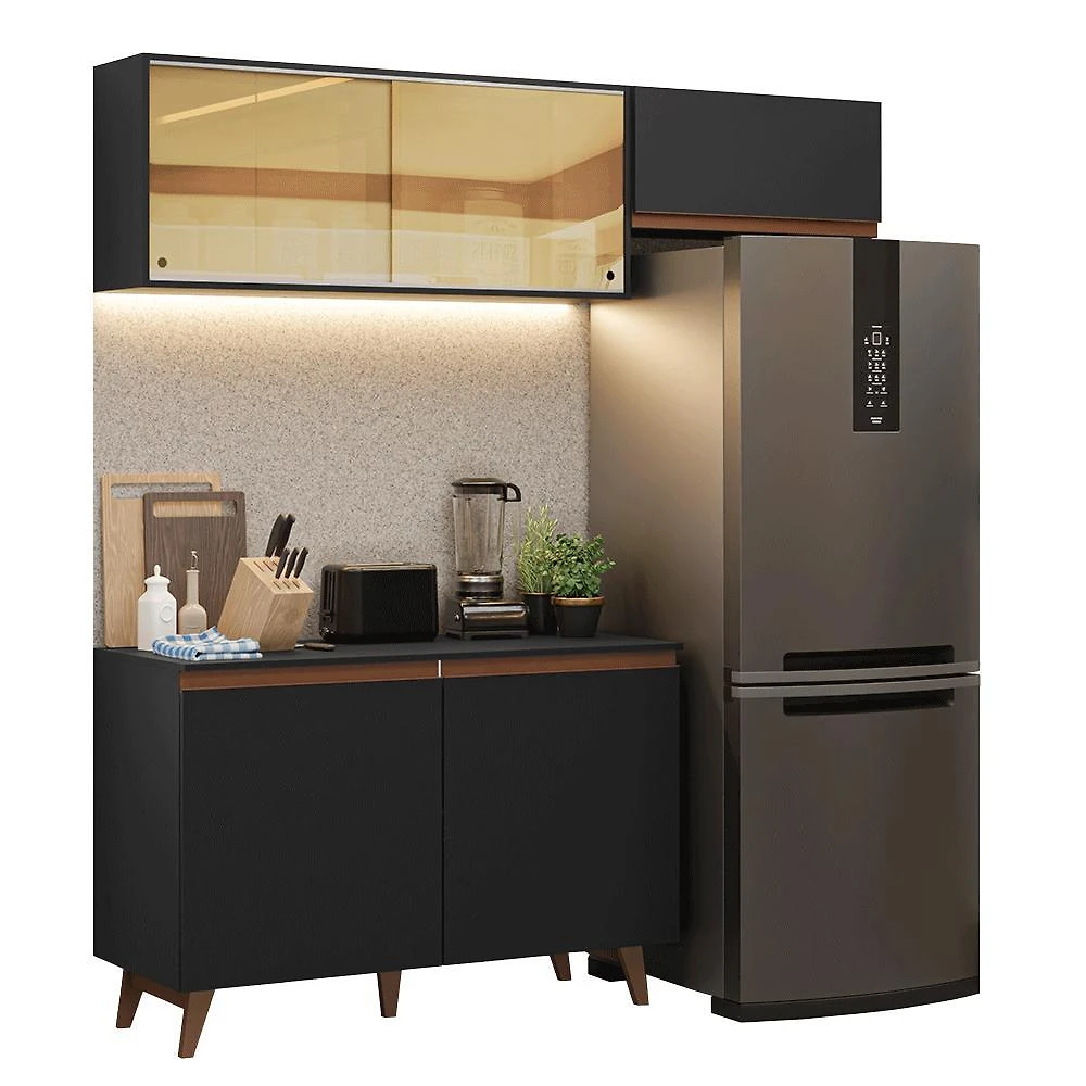 Armário de cozinha compacta 190cm preto reims madesa 09