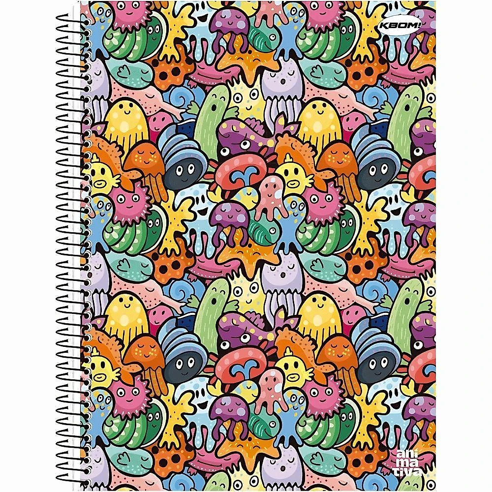 Kit 4 Cadernos Espiral São Domingos Animativa Masculino Capa Dura 96 Folhas 200X275MM Azul