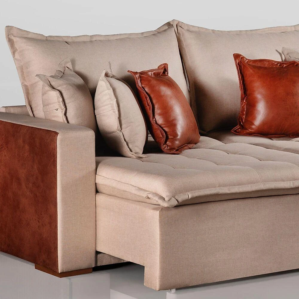 Sofá Cama Verona 3 Lugares Retrátil e Reclinável 220CM Cinza Linho