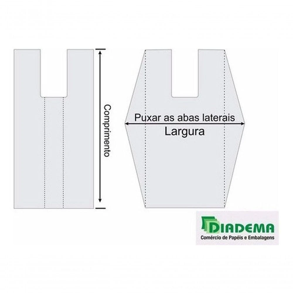 Kit Sacola Plástica Reciclada Sacola Reciclada 45x60 20KG Aprox. 1600 Unidades Verde Higipack