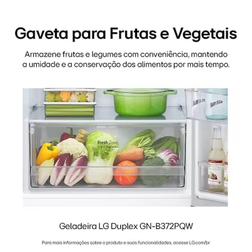 Geladeira LG Duplex Frost Free Inverter 375L Smart Linear Cooling GN-B372PQW 110V