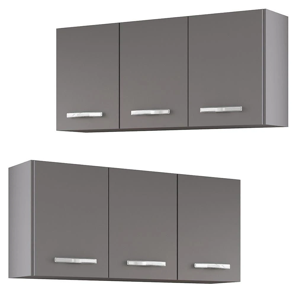 Armários De Cozinha Aéreo 3 Portas 120cm Kit 2 Honduras Cinza - Lumil