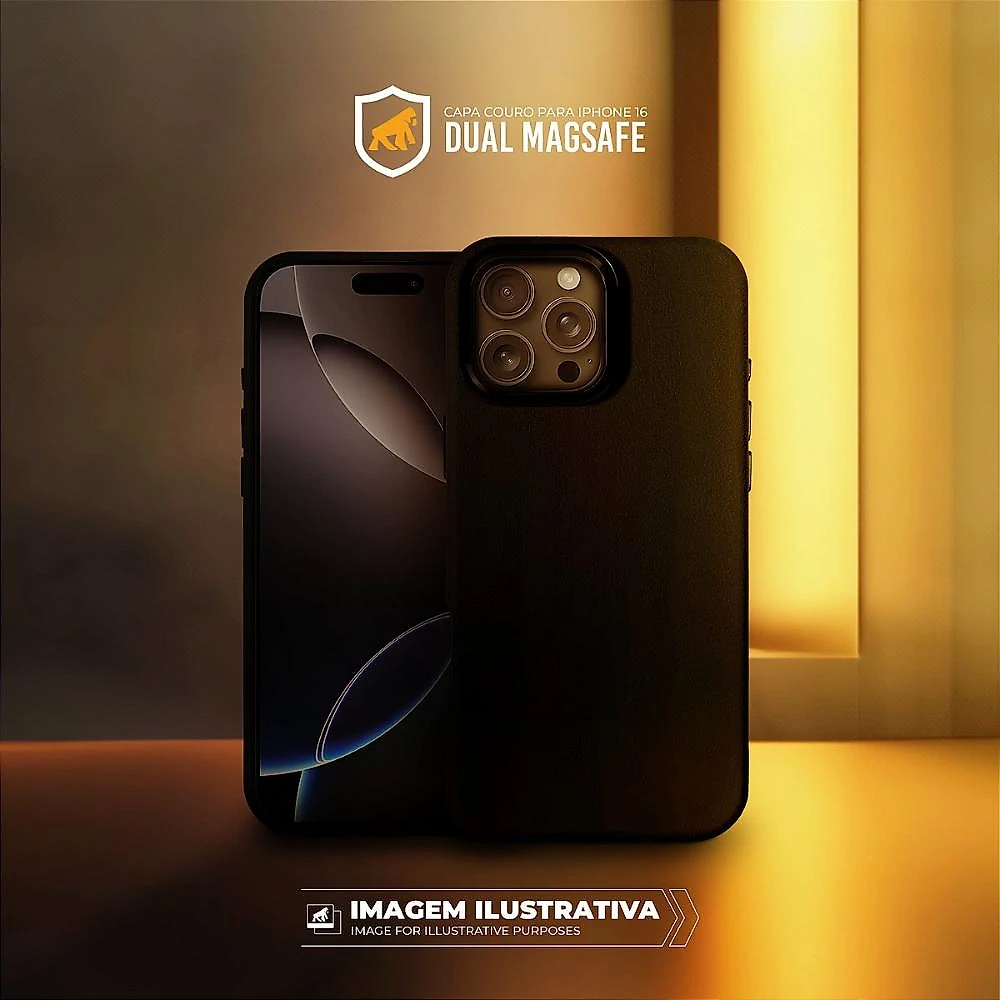 Capa case capinha para iPhone 16 - Couro Dual Magsafe - Preta - Gshield