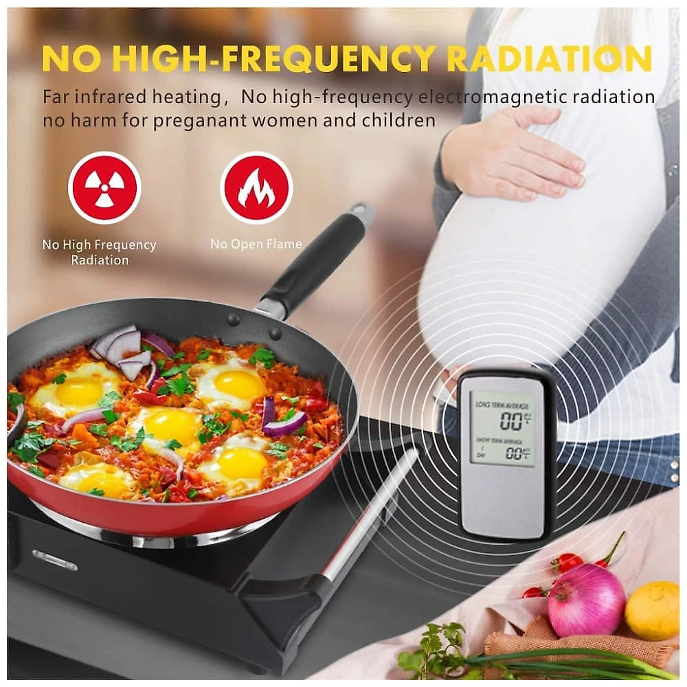 Cooktop Eltrico Porttil com Queimador Duplo, Temperatura Ajustvel e Alas que Mantm Frio, 110V 1800W, Techwood, Preto 110v