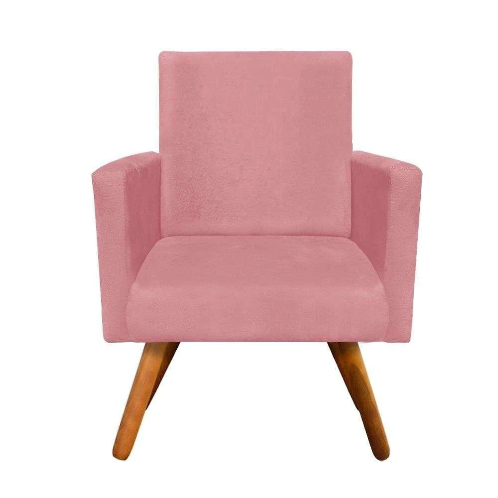Poltrona Decorativa Nina Sala E Escritório Suede Rose