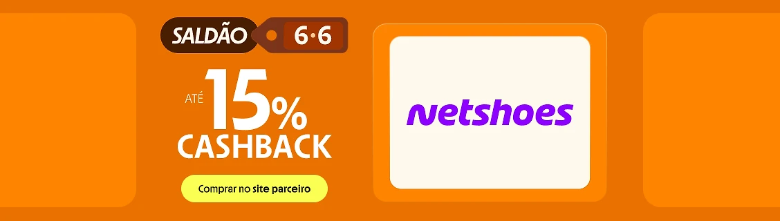 NETSHOES COM ATÉ 15% DE CASHABCK