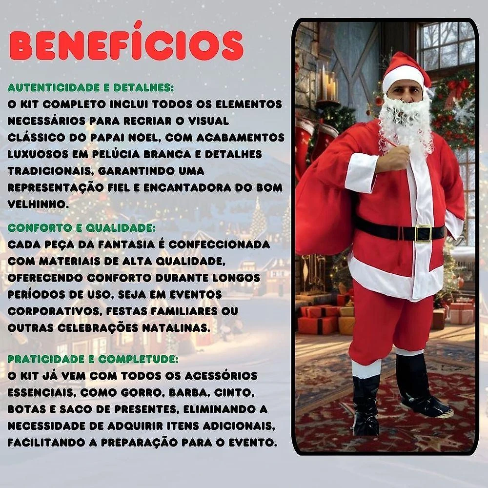 Fantasia Papai Noel Adulto Traje Completo Tamanho M