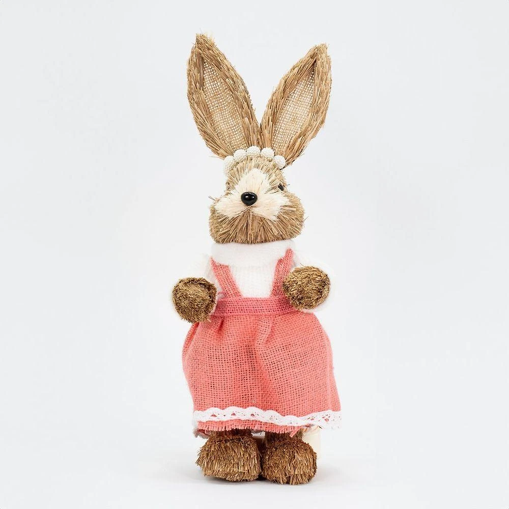 Coelha De Páscoa Decoração Enfeite Em Palha Coelhinha 37cm