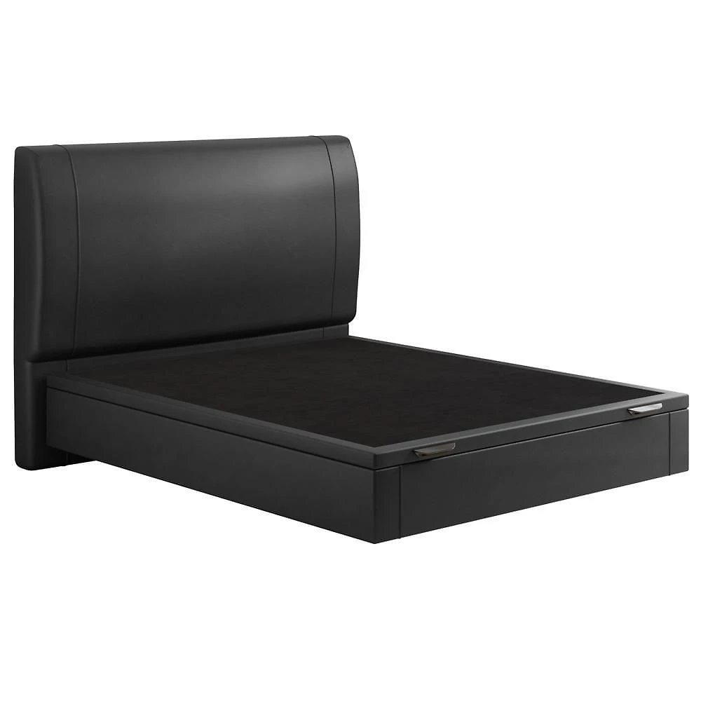 Cama Casal Baú Flutuante Com Cabeceira 140cm Spazio S04 Couríssimo Preto - Lyam Decor
