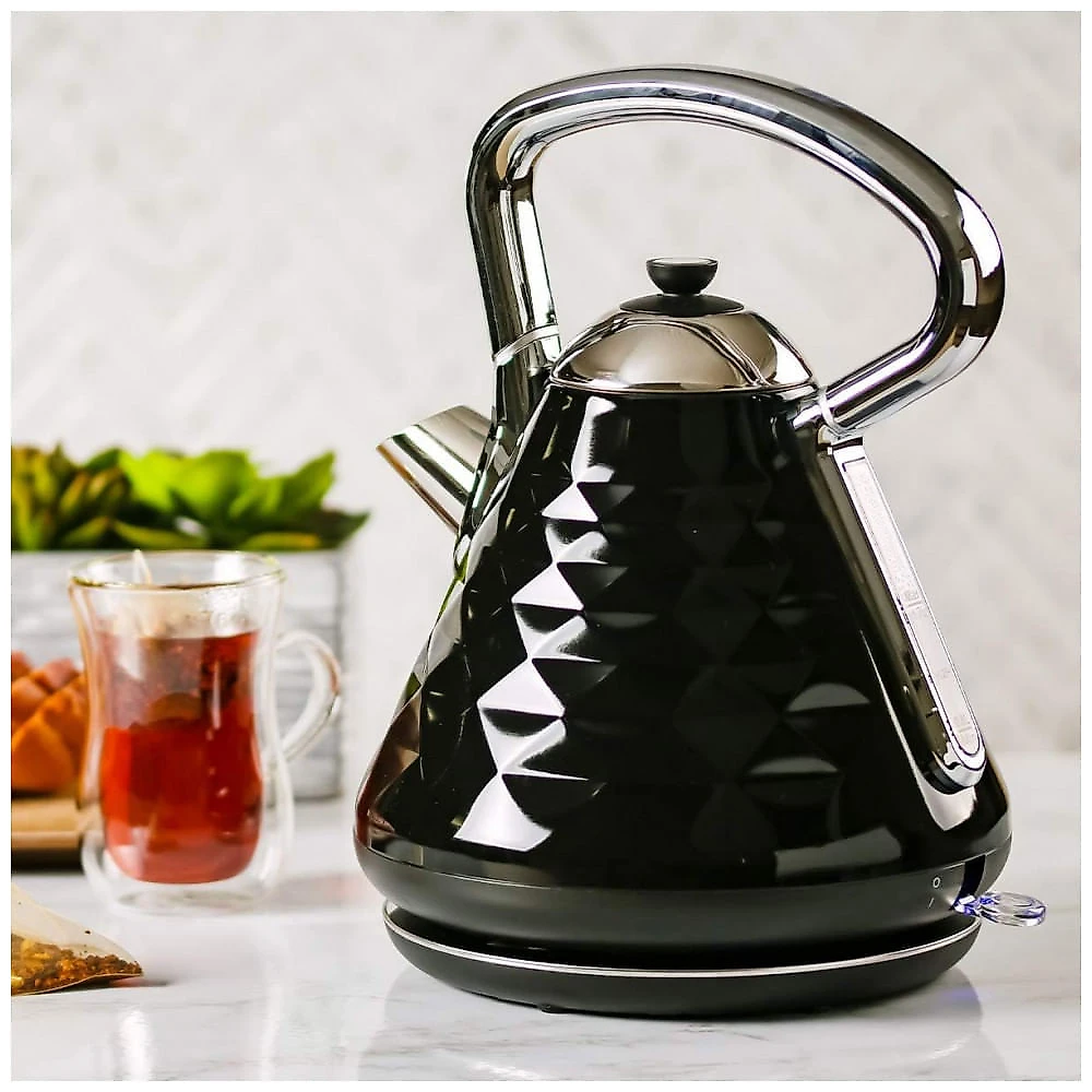 Chaleira Elétrica 1,7L em Aço inoxidável com Desligamento Automático e Proteção Contra Fervura a Seco, 1500W, OVENTE, Preta...