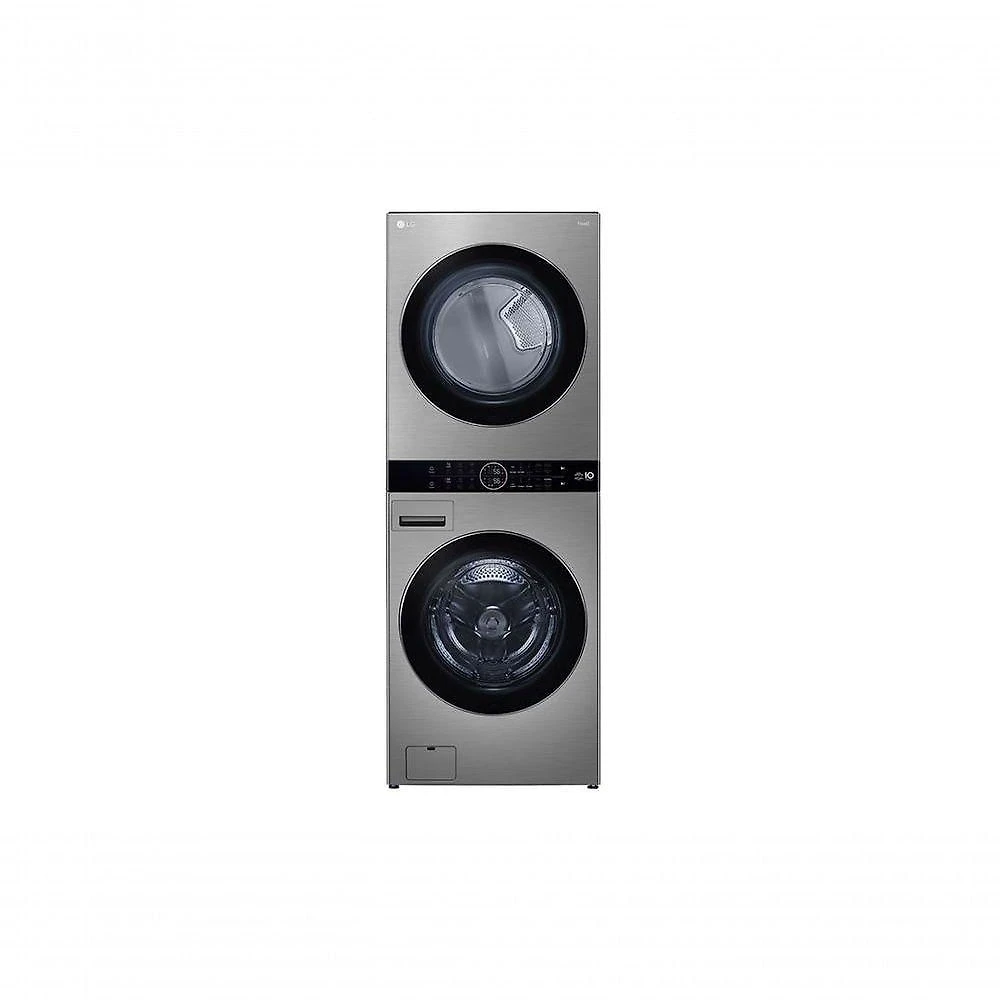 Lavadora e Secadora Elétrica Smart LG WashTower 17kg Aço Escovado com Inteligência Artificial AIDD WK17VS6A 220V