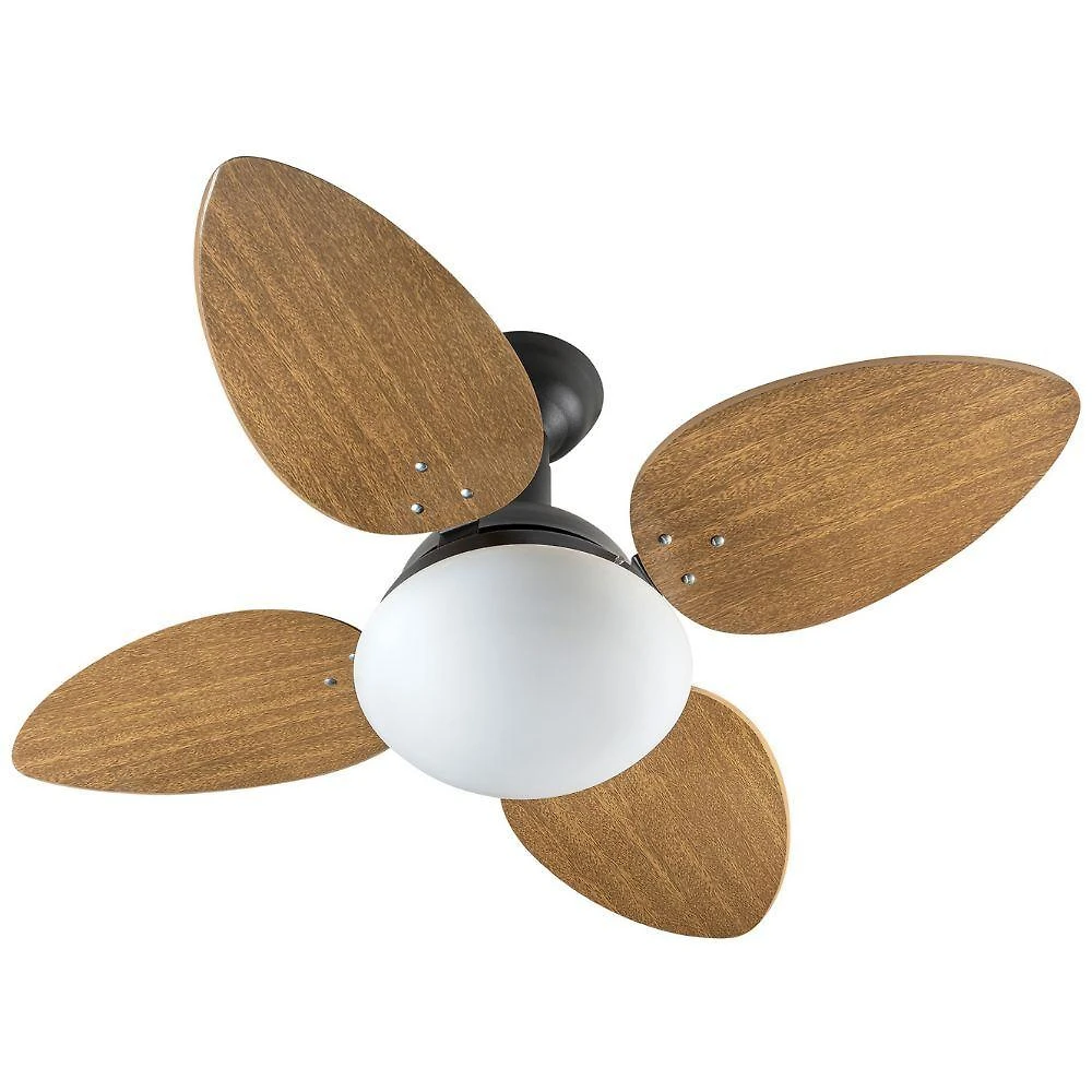 Ventilador De Teto Venti-Delta Jet Preto Com 4 Pás Mogno Linha Decoratica 220V