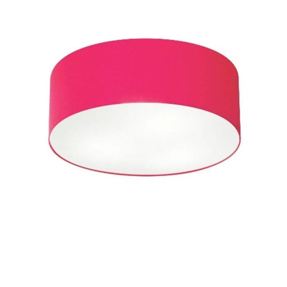 Plafon Cilíndrico Vivare Md-3046 Cúpula Em Tecido 35x12cm - Bivolt Rosa-pink 127/220v