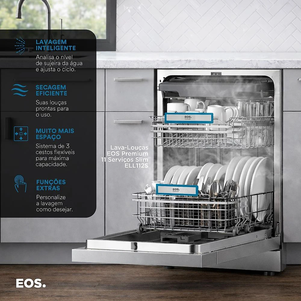 Lava-louças EOS Premium 11 Serviços Slim Prata Ell112S 220V
