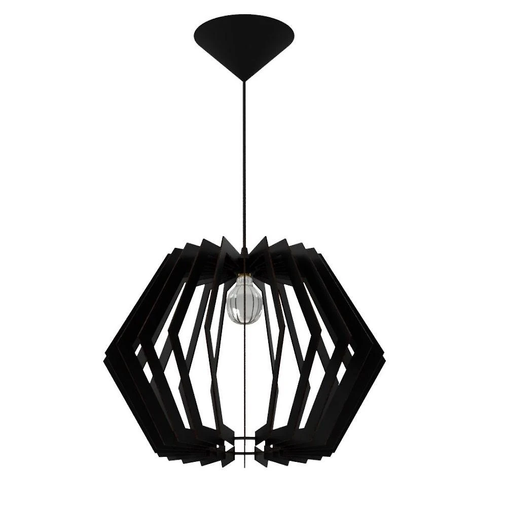 Luminária de Teto Pendente Sidney em Madeira MDF Bivolt 100W Preta Lenobre