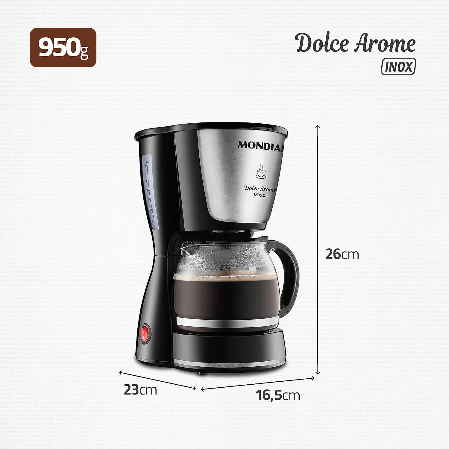 Cafeteira Elétrica Mondial Dolce Arome 18 C-30-18X CAFETEIRA-127V-PRETO/INOX