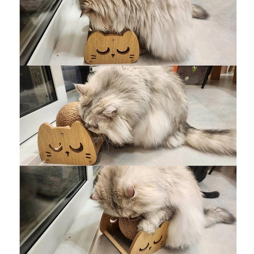 Arranhador para Gatos AB Mídia BSL3896 Sisal e Madeira Bege com Bolinha