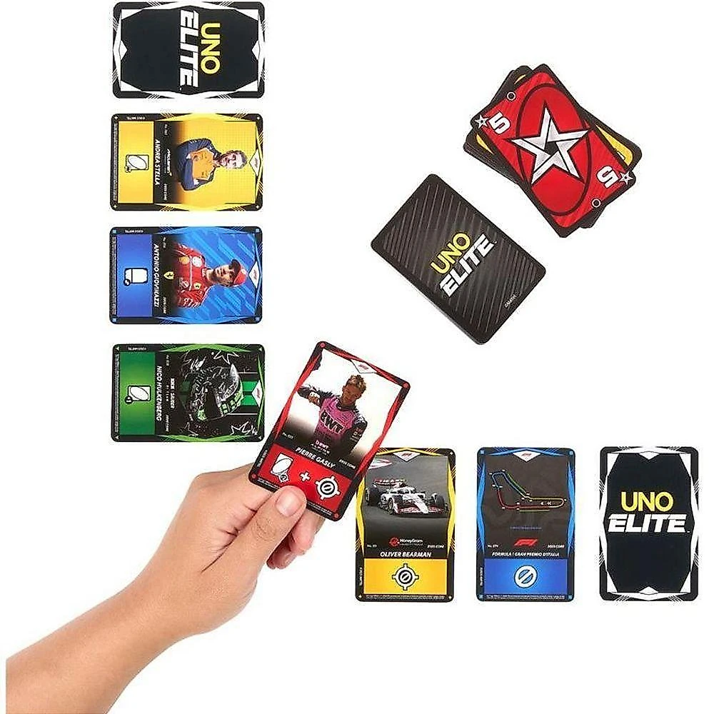Jogo de Cartas UNO Elite Formula 1 2025 Core Edition com Cartas de Ação Mattel