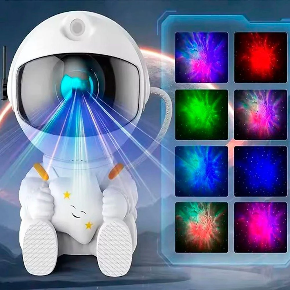 Projetor de Luz Decorativa Projetor Astronauta com Projeção de Nebulosa e Estrelas Branco 9CM