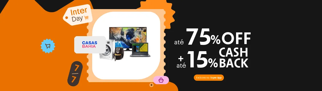 Casas Bahia com até 15% de cashback