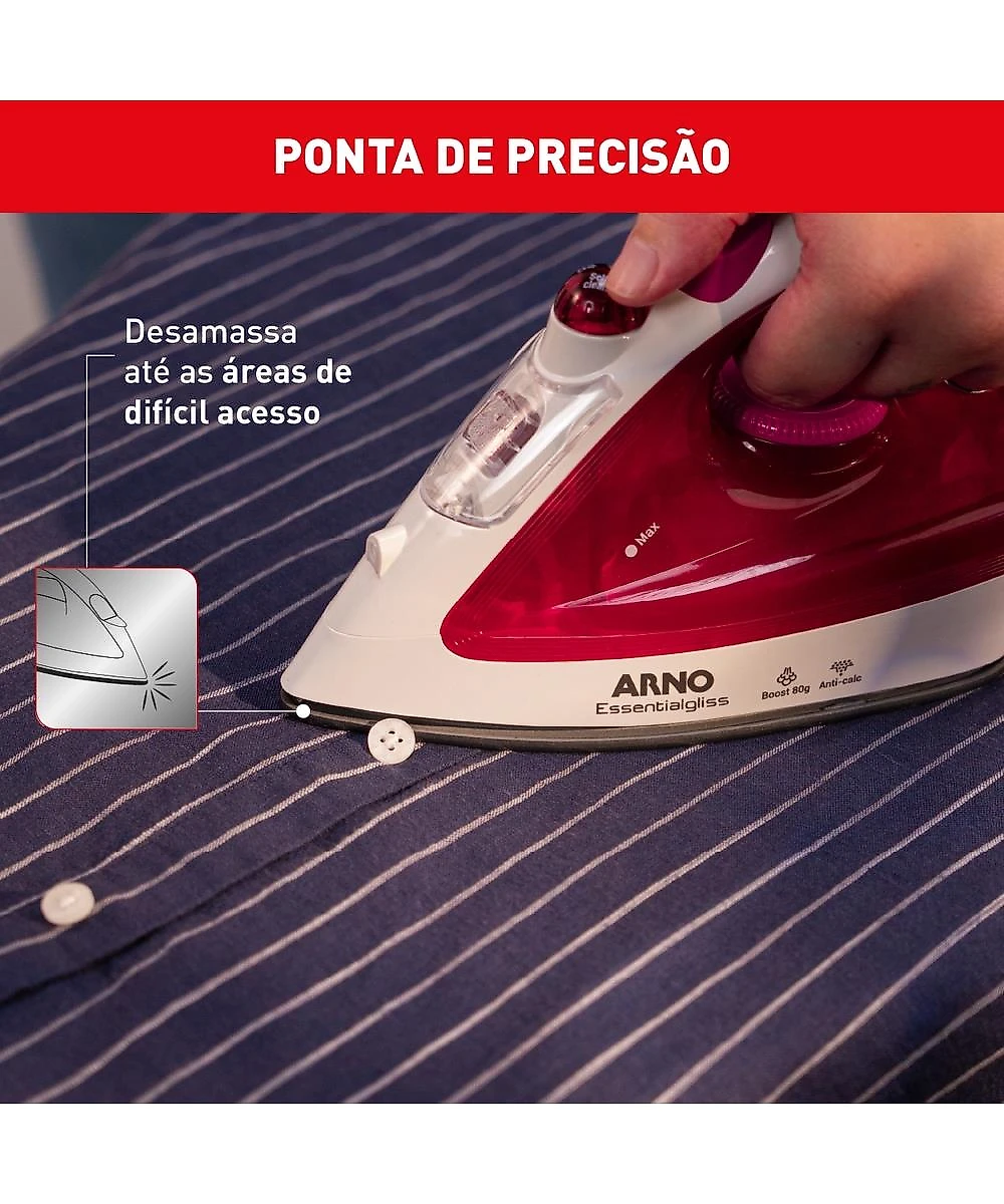 Ferro a Vapor Arno Essentialgliss com Base Antiaderente FMQ