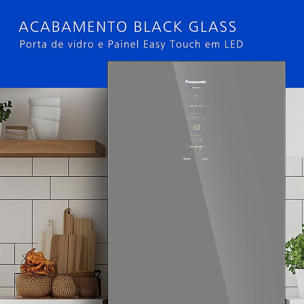Geladeira Panasonic BB65 Diamond Glass Inverse Frost Free 467L Inverter A - NR-BB65GV7M NR-BB65GV7MA