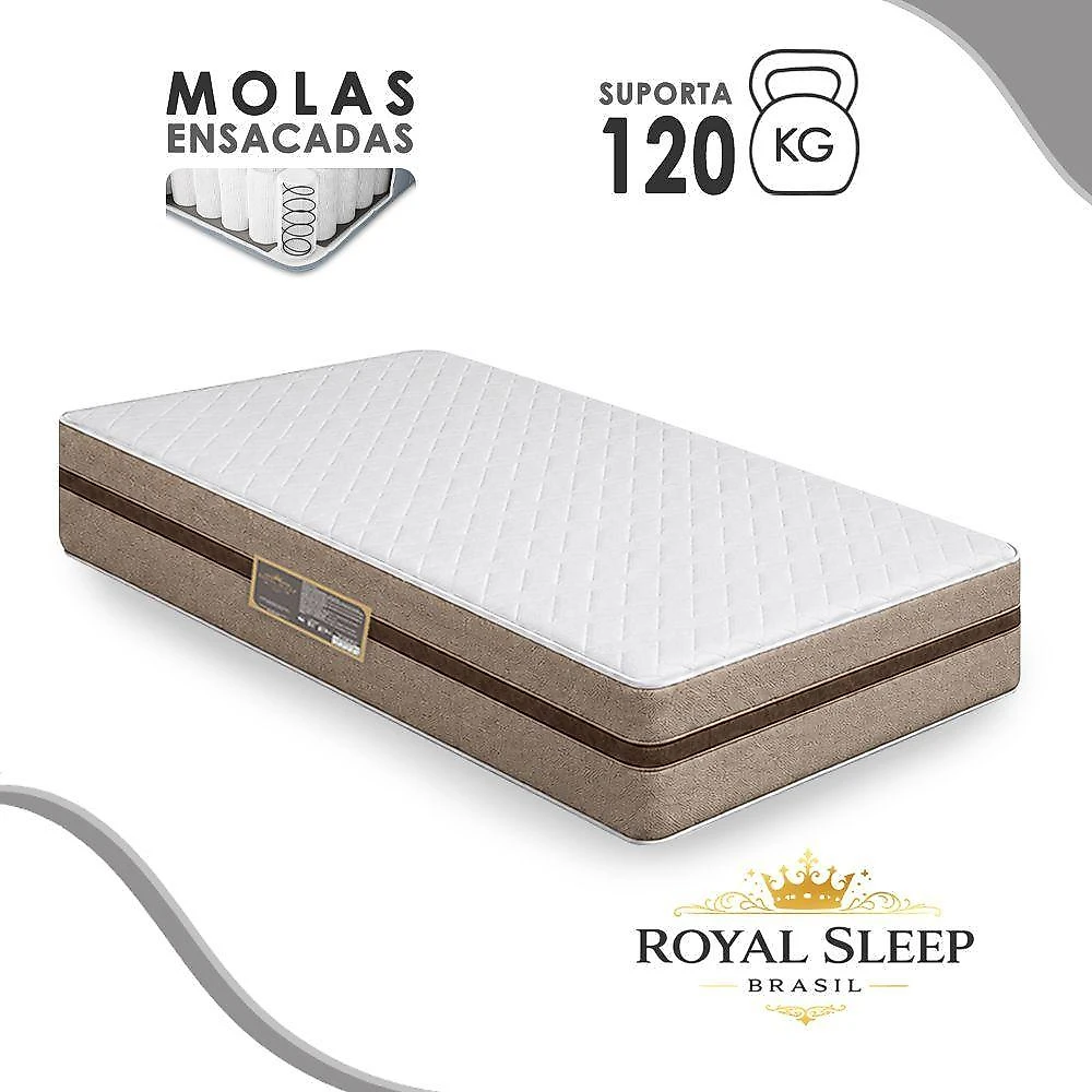 Cama Box Solteiro Bioclassic Molas Ensacadas Sintético Cinza Colchão Royal Sleep