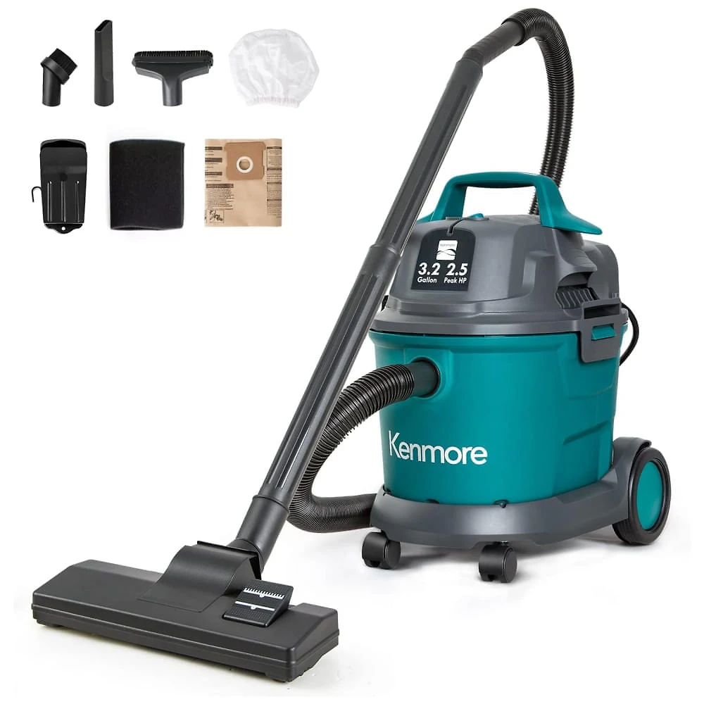 Aspirador de Pó de 12,13L  com Motor de 2,5HP, Extensor e Suporte de Parede, 110V Kenmore KW3030, Verde