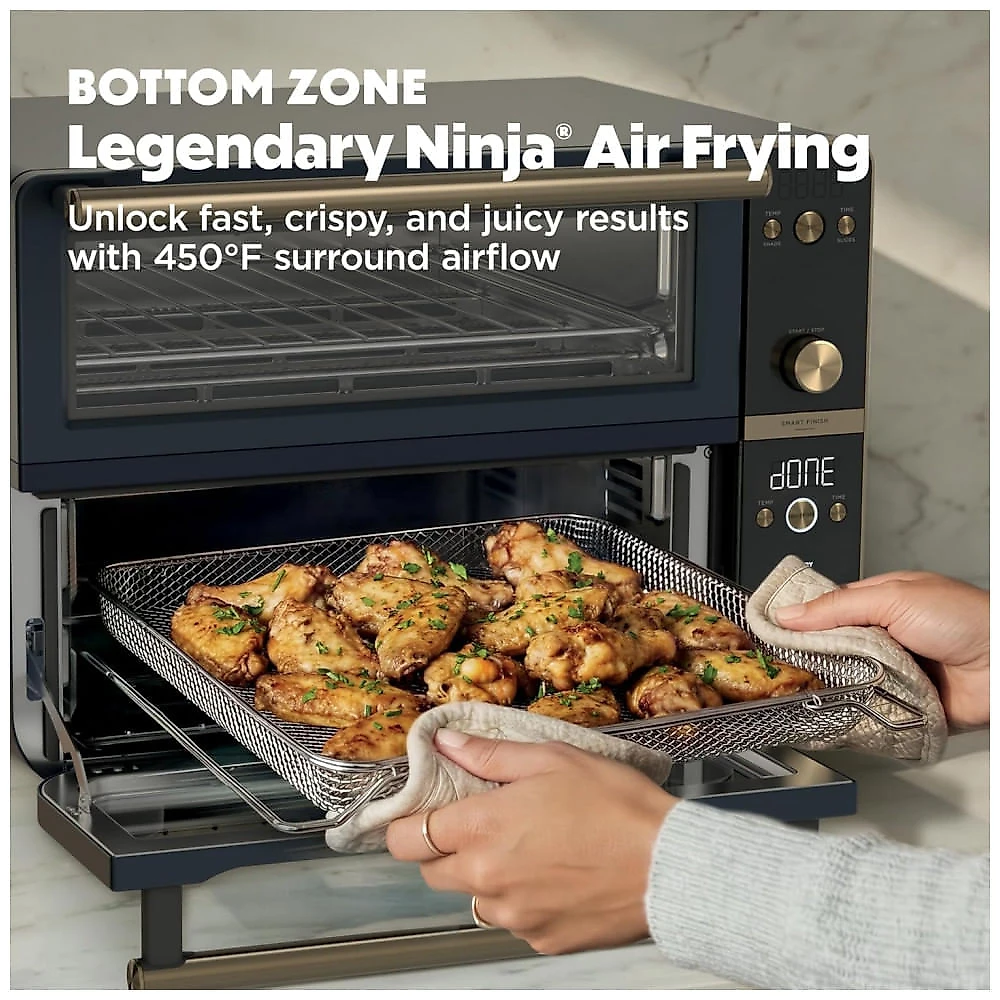 Forno de Bancada Ninja DCT801BL Zona Dupla 12-em-1 Finalização Sincronizada Air Fryer 28,5 Litros Cyberspace 120V