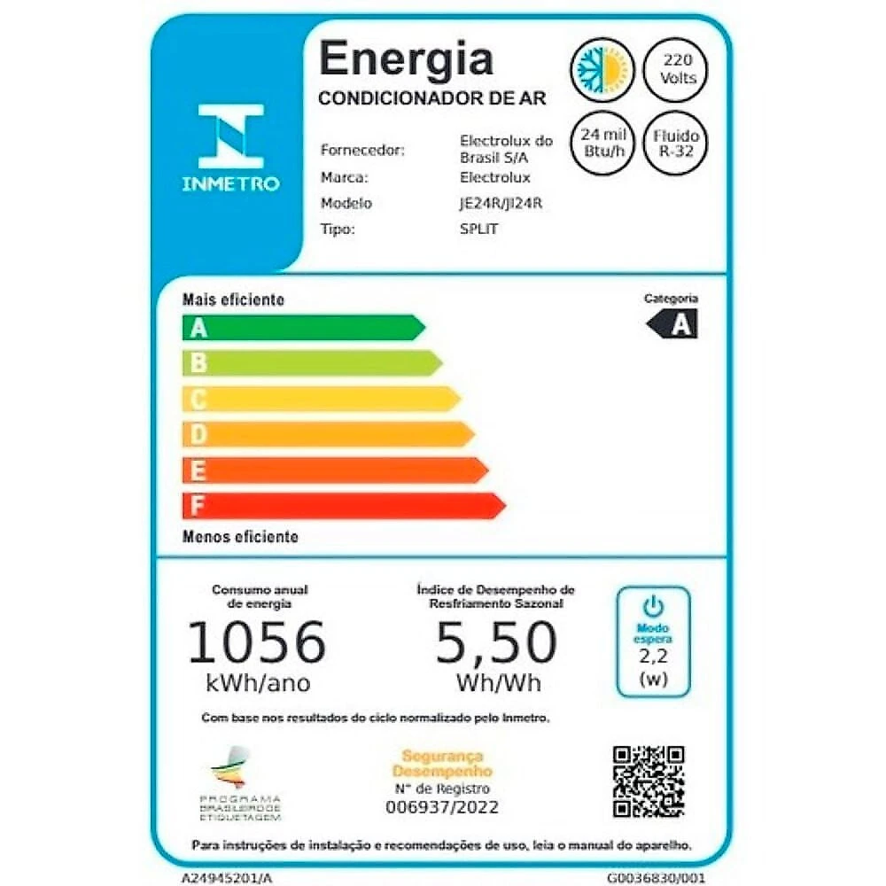 Ar-Condicionado Electrolux Inverter Split 24000 BTUs Quente/Frio - JI24R Branco - 220V
