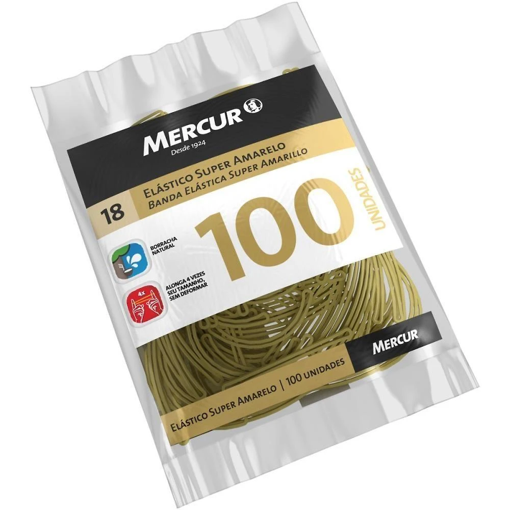 Elástico Mercur N.18 Super Borracha Natural 100 Peças 50g Amarelo