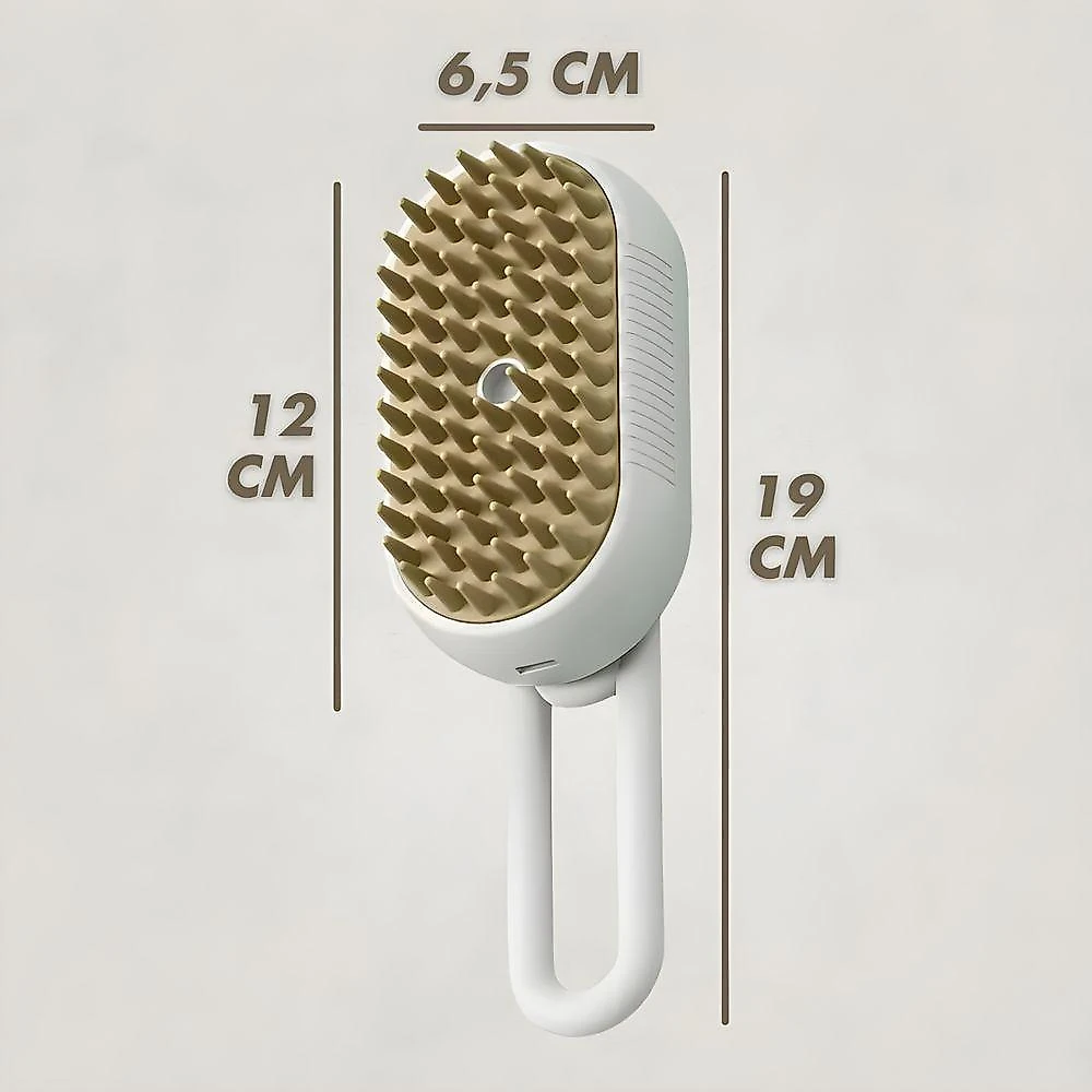 Escova a Vapor para Pets Utimix 3 em 1 para Gatos e Cães em ABS Branco com Bege Recarregável