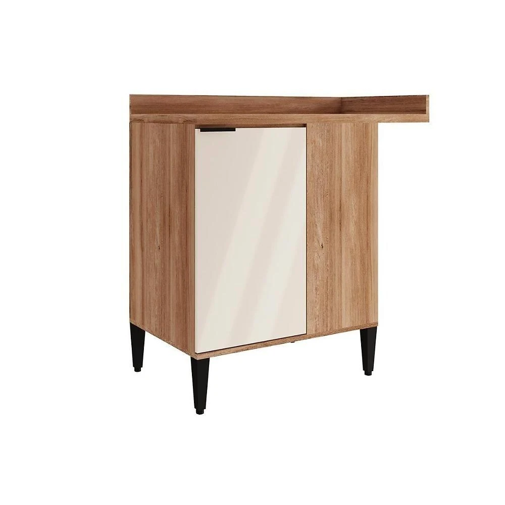 Gabinete De Cozinha Modulado Balcão Alpha 2508 Canto Reto Com 1 Porta Com Tampo 94cm Freijó Off White