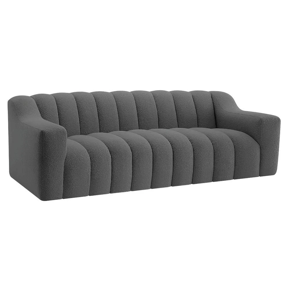 Miniatura Sofá 2 Lugares Luxo Recepção Escritorio Sala Elegance 150cm Linho Cor Cinza Escuro