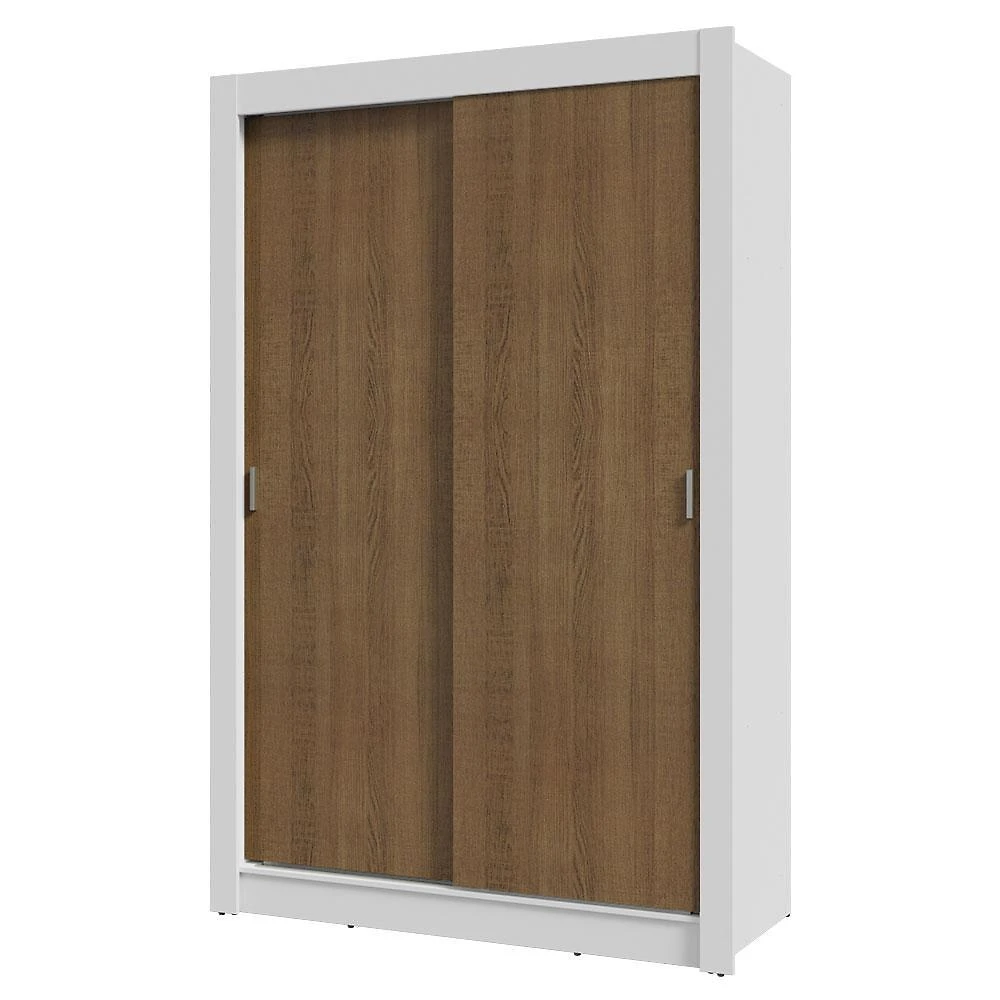 Guarda-roupa solteiro 2 portas de correr 4 gavetas branco/rustic vivare plus madesa