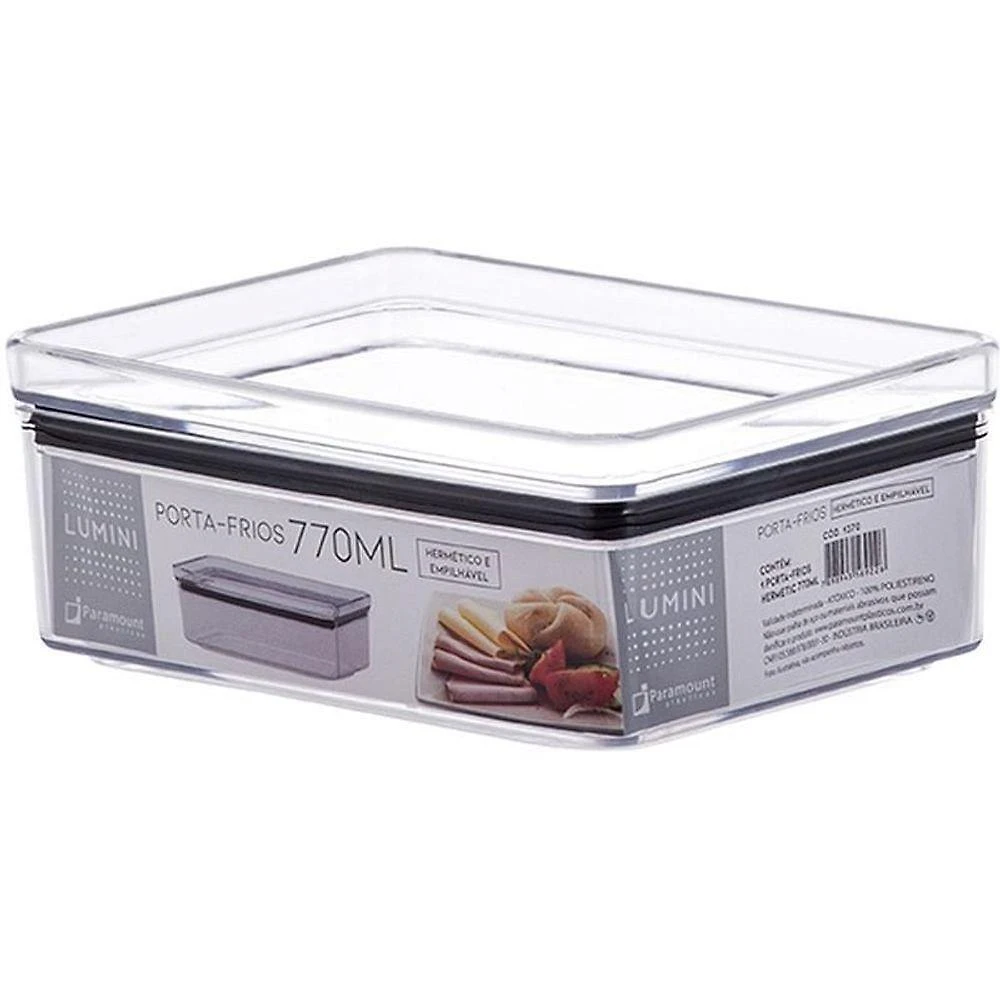 Pote Hermético Hermetic 770ML Porta-Frios Acrílico Transparente Paramount Plásticos