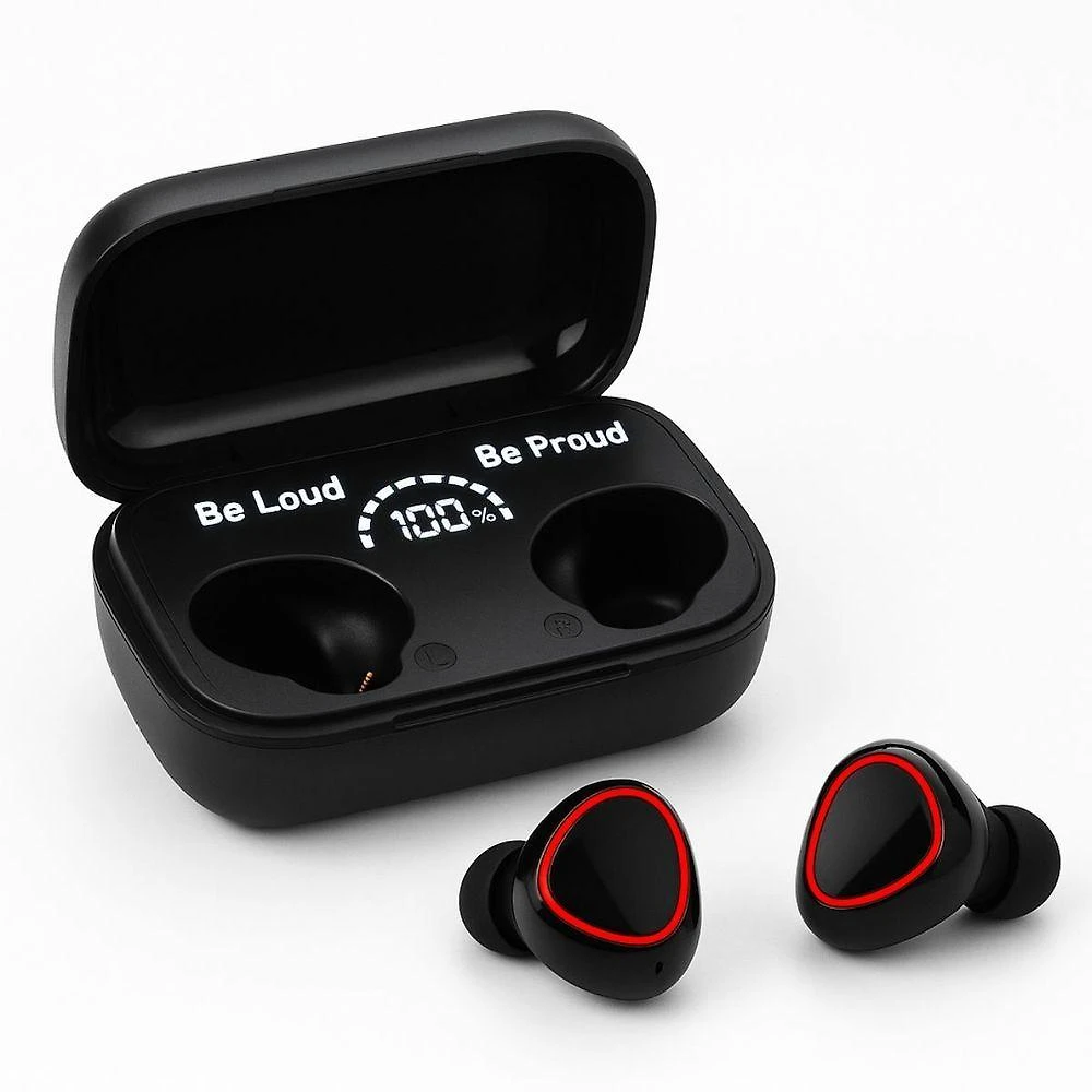 Fone de Ouvido Bluetooth M10 V5.1 com Antirruído e Estojo Powerbank com Luzes em LED