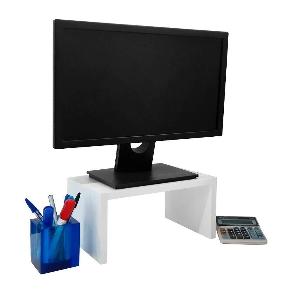 Suporte para Monitor Suporte para Monitor Madeira Branco com Espaço Interno Branco Mercado
