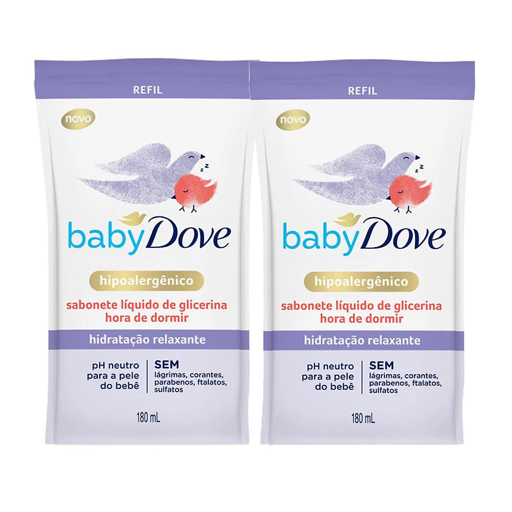 Sabonete Líquido Baby Dove Hora de Dormir Refil 180ml | Kit com duas unidades