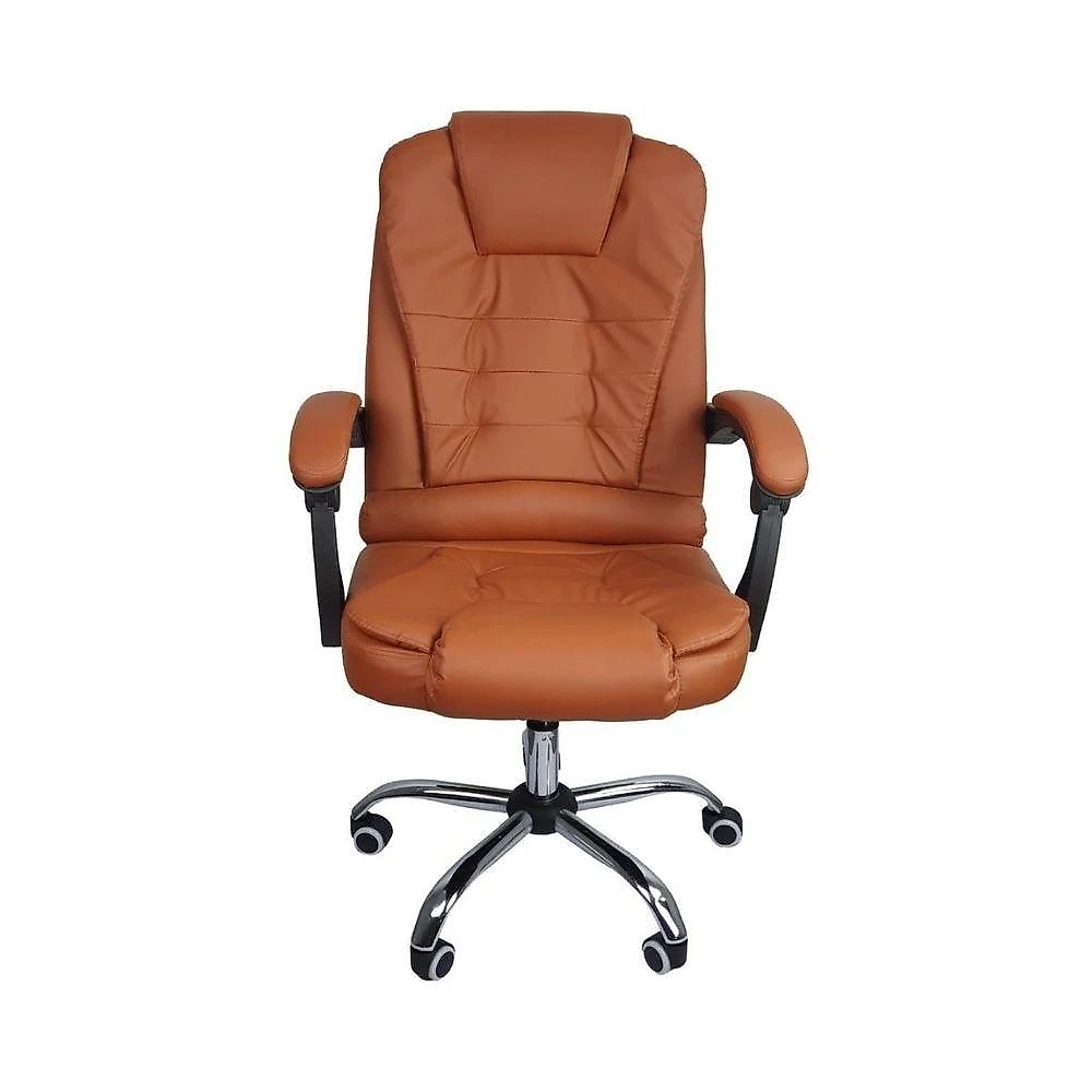 Cadeira De Escritório Presidente Reclinável Ergonômica Marrom Claro