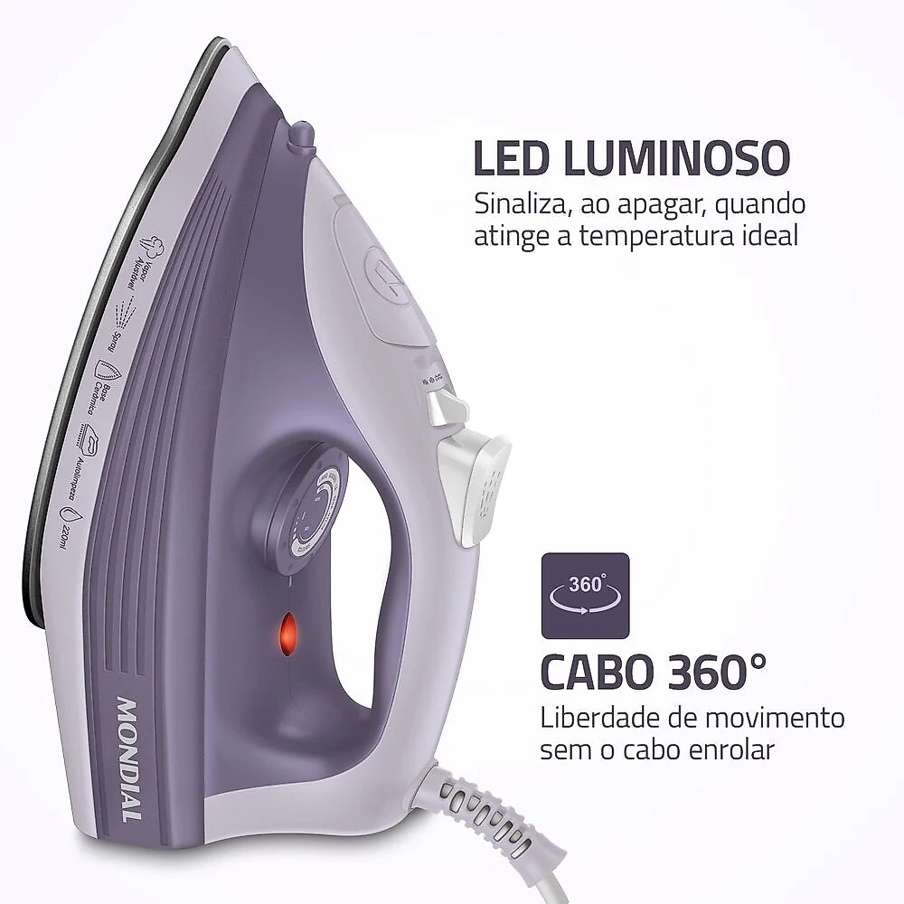 Ferro a Vapor Mondial Lilás 1800W- FVN-02-L 127V