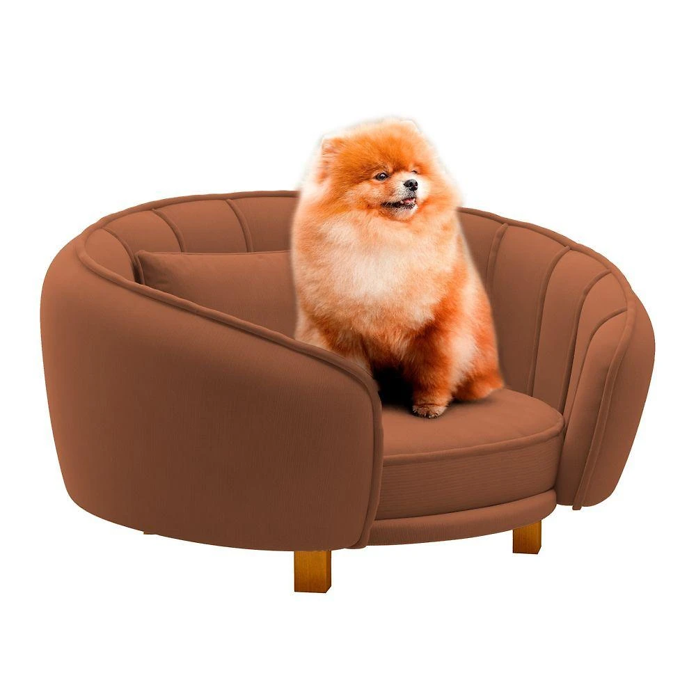Mini Cama Poltrona Pet Lary Baby Para Cachorro Veludo Terracota - Desk Design