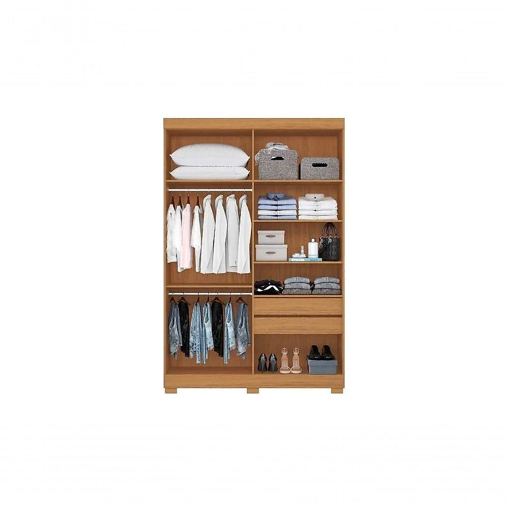 Guarda Roupa Solteiro 4 Portas 2 Gavetas MDP Cinamomo Off White Aramóveis 154CM
